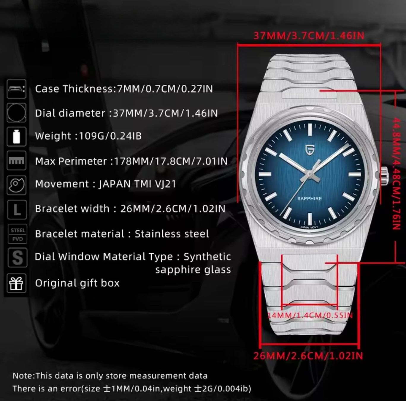 Pagani Design Uhren: Pagani Design Herrenuhr Quartz Saphirglas – Neu (gemäss Beschreibung) aus Suhr von ChronixChronometer 9