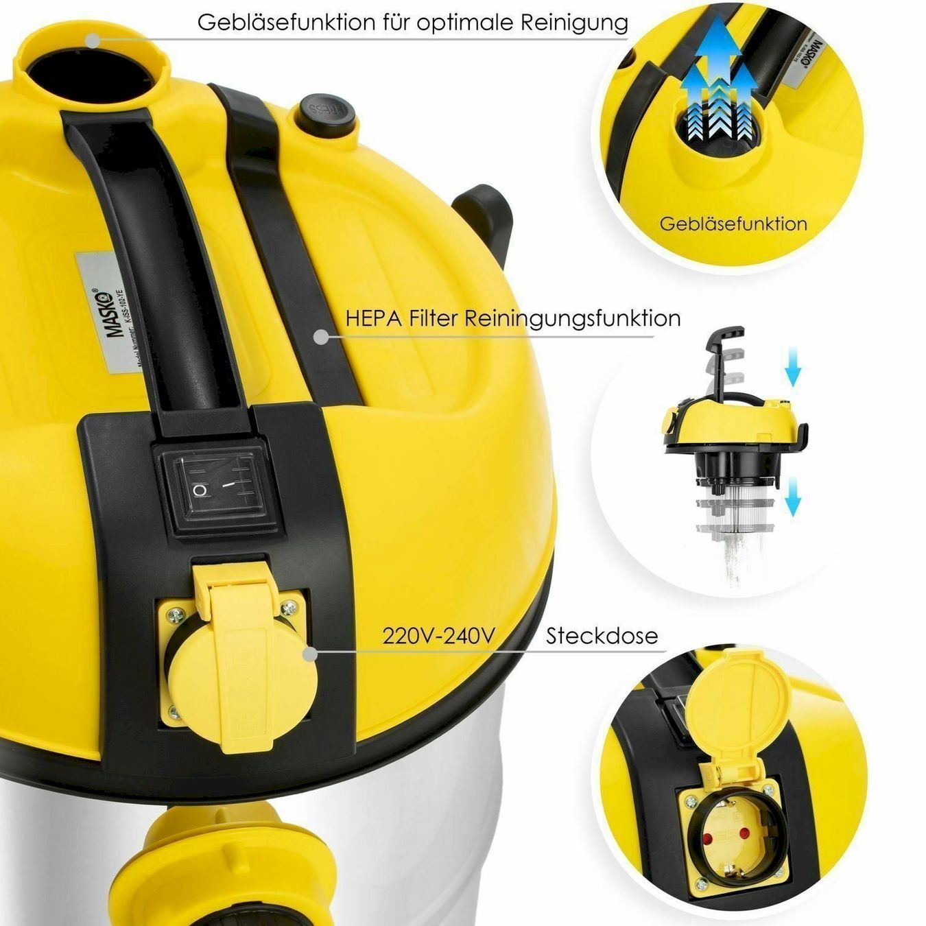 Soffiatori & Aspiratori per foglie: MASKO Staubsauger 2300W Gelb – Nuovo e nell'imballaggio originale da Bottighofen venduto da zaap 1