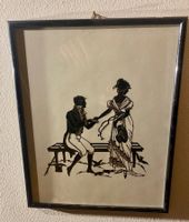 Antike SCHERENSCHNITT Szene, gerahmt, Romantik pur!