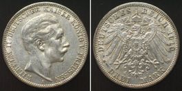 PREUSSEN 3 Mark 1910 A, WILHELM II. Silber vz