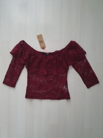 Dunkelrote Spitzenbluse Gr S *neu* v. Tally Weijl