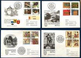 1986 -89 Pro Patria Ilustr.Briefe  Bundesfeierstempel 01.08