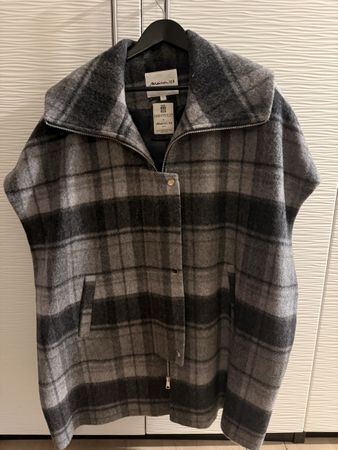 Cape Maison 123 x Manteco carreaux gris taille unique