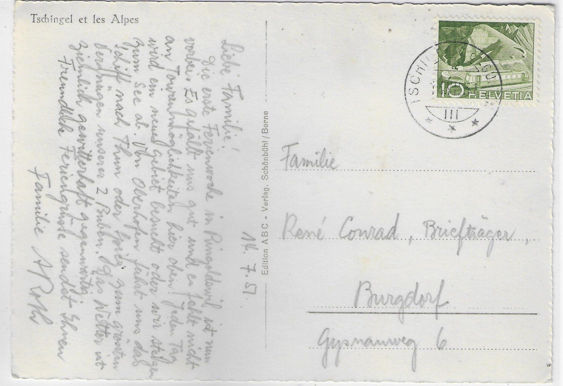 Cartoline postali: Blick v. Tschingel a. Sigriswil mit Eiger, Mönch u. Jungfrau – Usato da Ettingen venduto da Kartenplanet 1