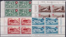 1946, Pro Patria B30-B33 Viererblöcke postfrisch** Kat: 60.-