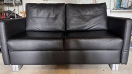Leder-Schlafsofa, schwarz