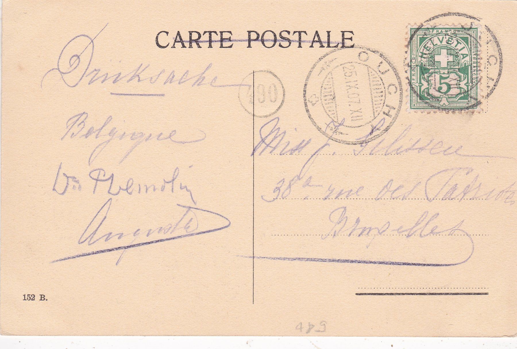 Cartoline postali: Lausanne 1907 – Usato da Herisau venduto da Lisegrat2008 1