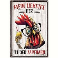 🐓 Metallschild „Mein Liebstes Tier Ist Der Zapfhahn!“ 🍻💫