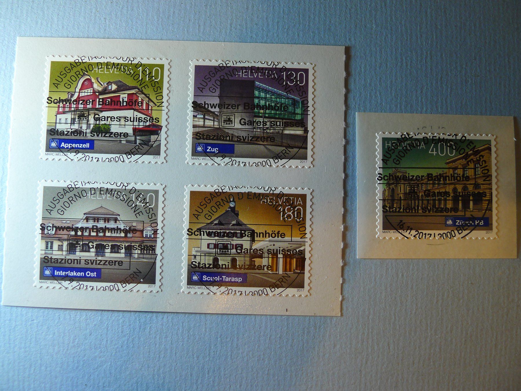 Alle Briefmarken: 2017 Dauermarken Schweizer Bahnhöfe 1642-1645+1660 ET Voll – Gebraucht aus Dagmersellen von sli72