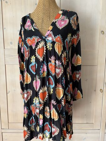 Tunika Kleid mit Herz Muster, Grösse M