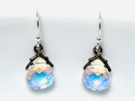 Ohrhänger mit irisierenden Swarovski Perlen, Sterling Silber