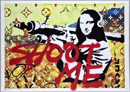 Death NYC Pop Druck "Banksy Mona Lisa Bazooka Unikat 1 von 1