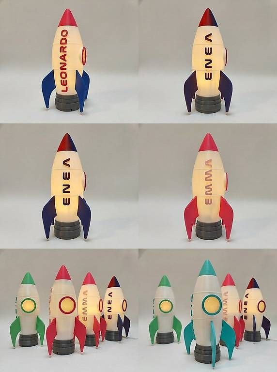 Lampade: Lampada LED razzo personalizzata per cameretta bambini – Nuovo (secondo la descrizione) da Davesco-Soragno venduto da ale_dn6g