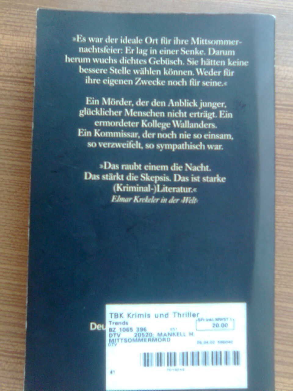 Libri: Henning Mankell Mittsommermord – Usato da Basel venduto da Alacant 2