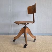 Antik Federdrehstuhl Holz Bürostuhl Desk Chair Arbeitsstuhl