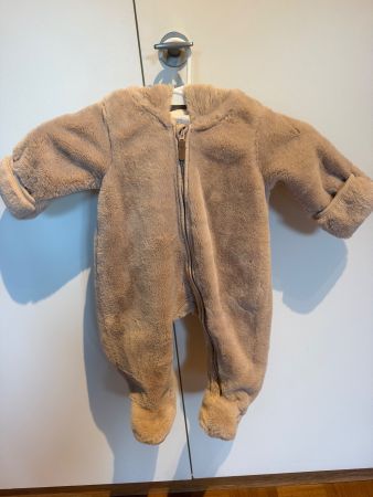 Baby Teddy-Overall Gr. 62 – Plüsch Bär – gefüttert – Beige
