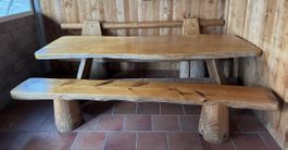 Rustikales Holz Tisch-Bank Set Altholz Unikat