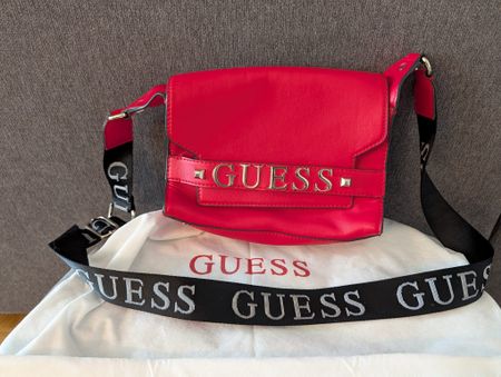 Rot Tasche GUESS Leder mit Stoffbeutel Sommer 
