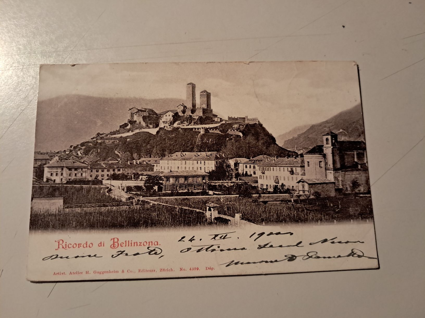 Ansichtskarten: veduta di castelgrande 1900 – Gebraucht aus Gorduno von ema_7yhp