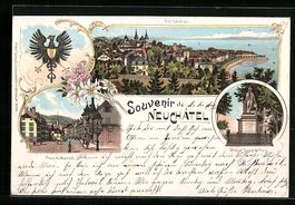 Litho Neuchâtel, Vue Générale, Palce 
