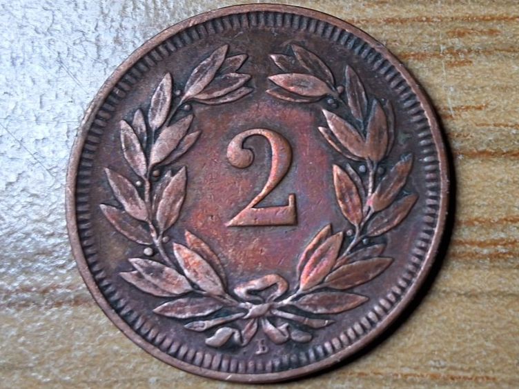 Tutti le monete: 2 Rappen 1906 - Selten! – Usato da Münchenstein venduto da purbach1 3