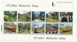 Kollektionsbogen " 125 J. Rhätische Bahn", ET-gestempelt