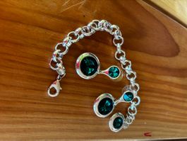 Smaragd Set: Ohrringe und Armband, neuwertig & elegant!