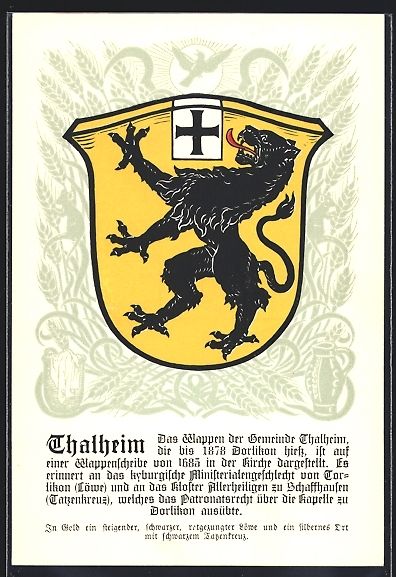 Cartoline postali: AK Thalheim, Wappen mit schwarzem Löwen – Usato da Berlin venduto da bartko-reher