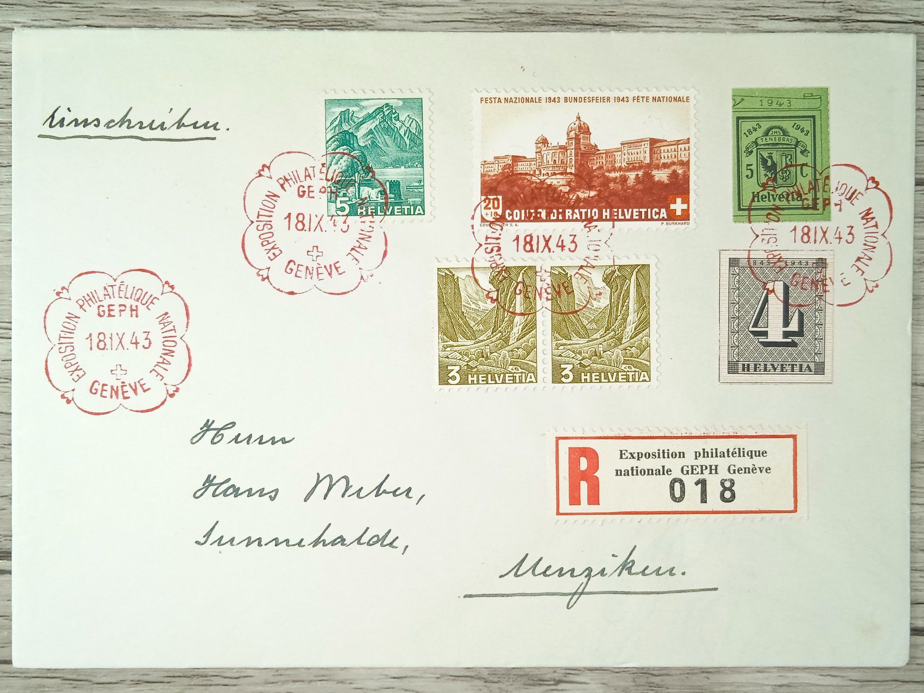 Tutti i francobolli: TR09 Enveloppe + Timbre Suisse 1943 – Usato da Cousset venduto da Patrick_Collections