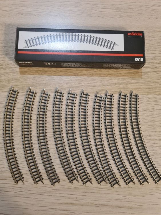 Gleis Mini-Club Gebogen, 10 X Märklin Z 8520 Neu, OVP