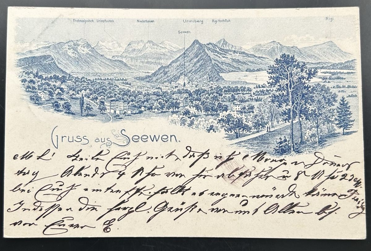 Cartoline postali: Gruss aus Seewen Strichlitho  – Usato da Horw venduto da Tellbub