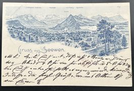 Gruss aus Seewen Strichlitho 