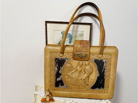 Tasche Henkeltasche Mexico Lederprägung VINTAGE 1930s