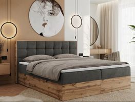 BOXSPRINGBETT mit EICHENUMRANDUNG 180CM H3 INKL TOPPER -50%