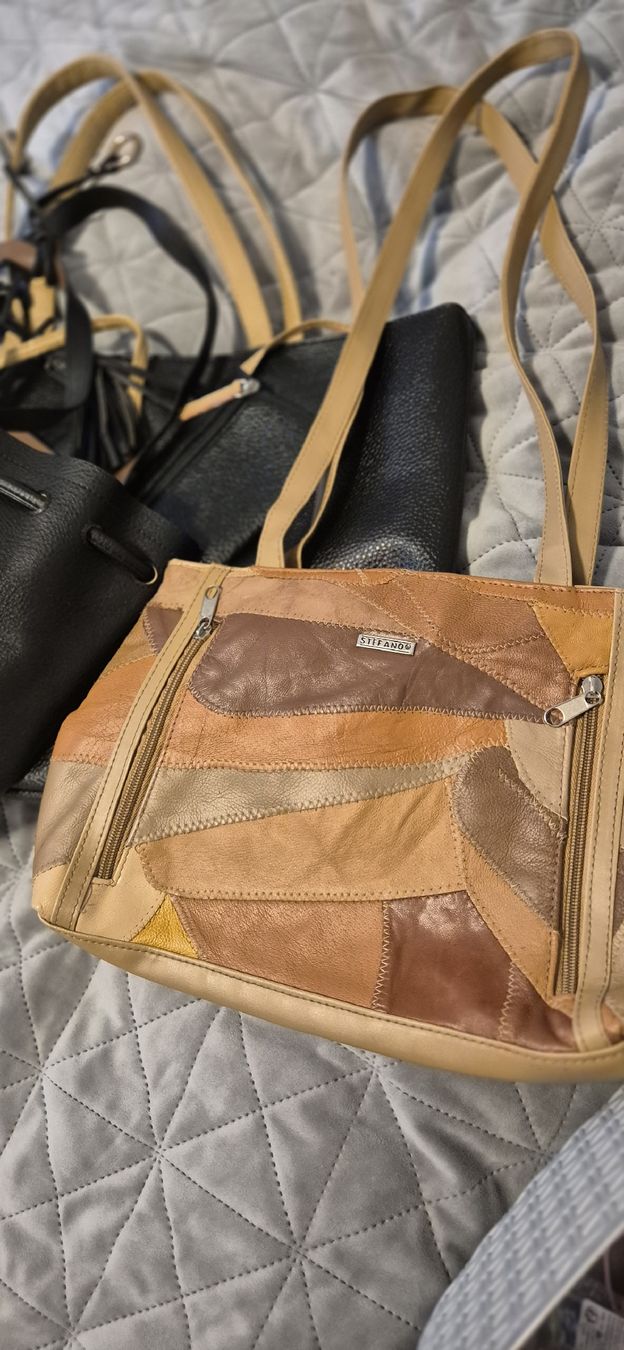 Taschen für Damen: Vintage Leather Patchwork Shoulder Bag - Autumn Tones – Gebraucht aus Altikon von san_c7qr