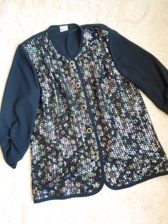 HERMANN LANGE JACKE 44 42 L PAILLETTEN MANTEL CARDIGAN TOP