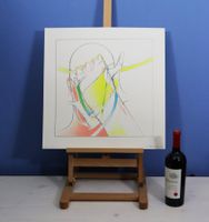 Kopf in bunten Farben, Litho rechts unleserlich signiert