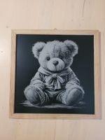 Bild Teddybär mit Holzrahmen 25x25cm gelasert