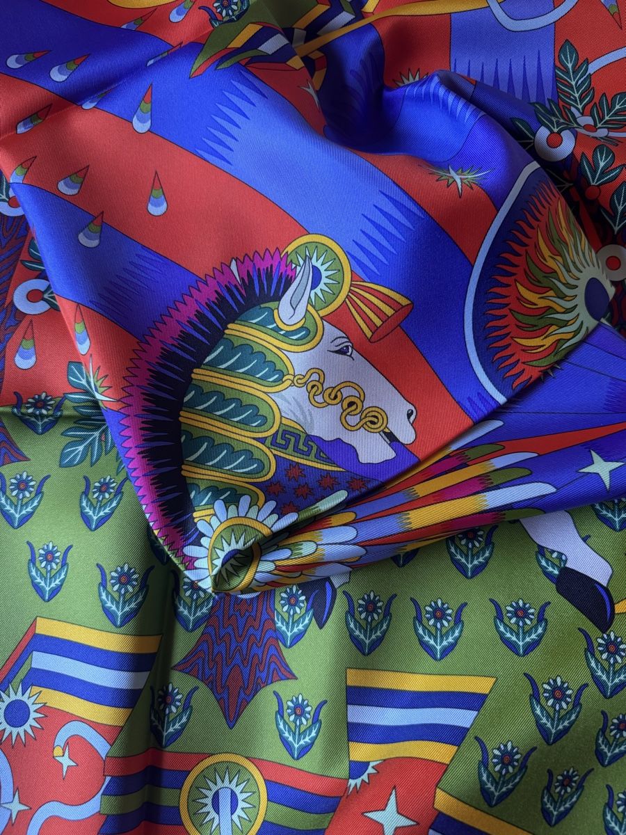 Hermès Foulard & Sciarpe: Hermès carré 90 neuf Source de Pégase  – Nuovo e nell'imballaggio originale da Genève venduto da Allisgood 7