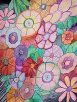 Original Aquarell "Lust auf Blumen" Deko Bild Fantasie 