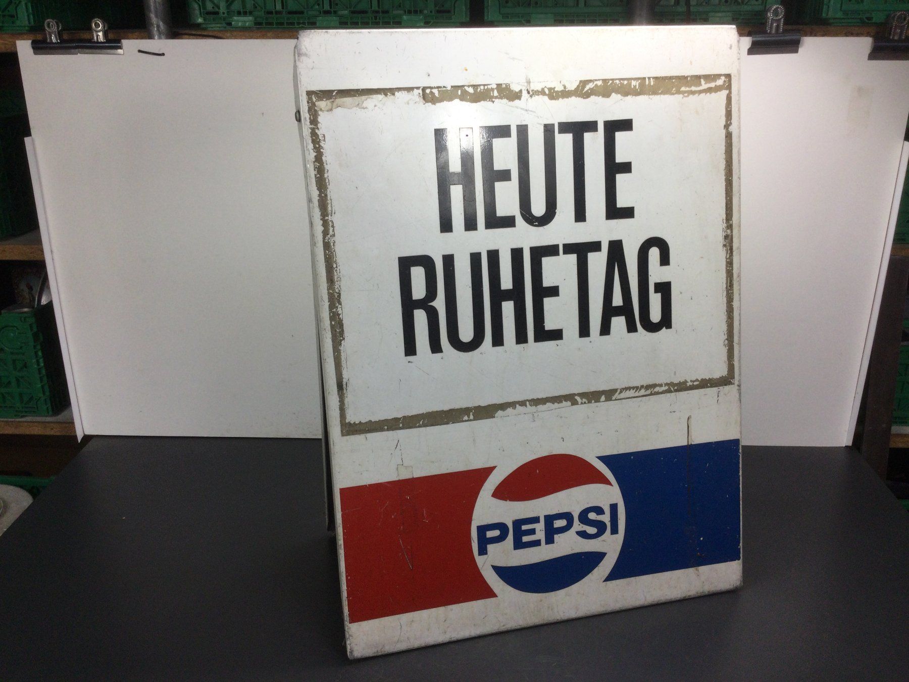 Pepsi Insegne: Gebrauchtes Pepsi Schild Heute Ruhe Tag beidseitig – Usato da Wangen SZ venduto da kuriosum12 2