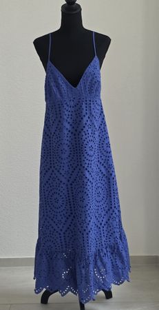 H&M Sommerkleid blau bestickt Grösse L  Baumwolle