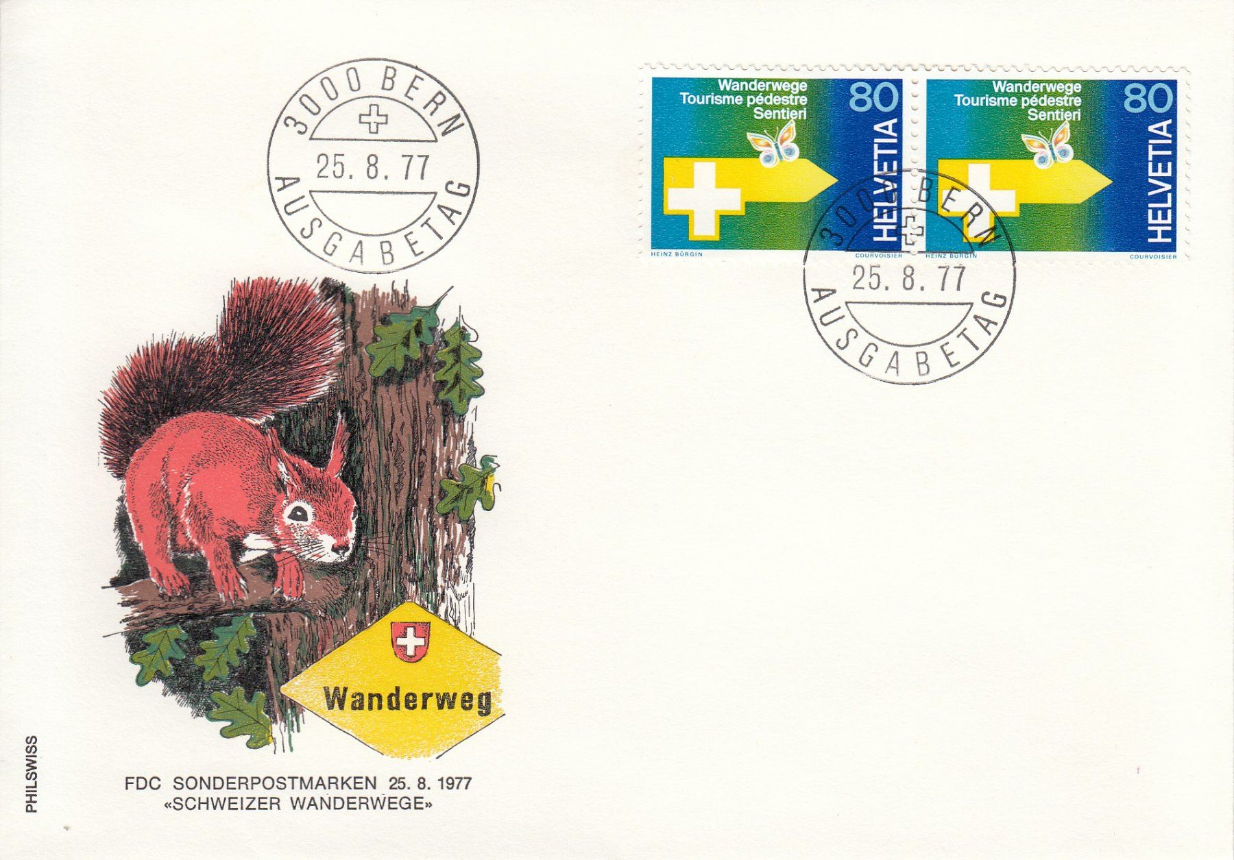 Tutti i francobolli: 1977 4 FDC Fabrikgesetz Wanderwege Kulturgüter – Usato da Spreitenbach venduto da Mustang_1105 3