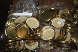 10 Schraubdeckel Konfitüre Marmelade Einkochen 66mm neu gold