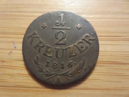 Münze antik Österreich 1/2 Kreuzer 1816