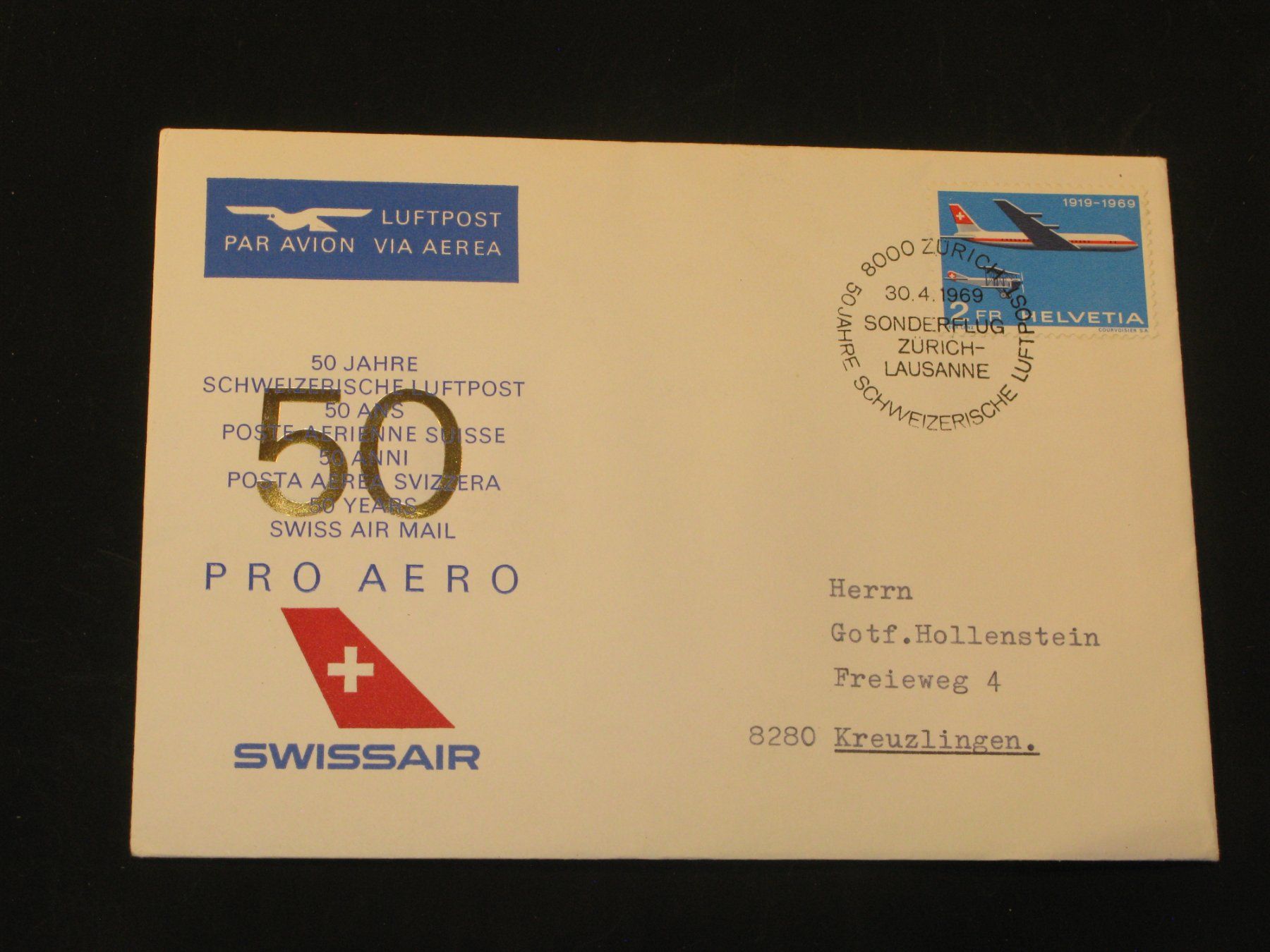 Tutti i francobolli: 50 Jahre Schweizerische Luftpost 30.04.1969 – Usato da Riken AG venduto da HEROWE