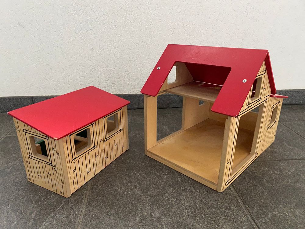  Stall Holz Spielzeug Holzspielzeug Spiel Jungen Pferdestall (Gebraucht Illustration 