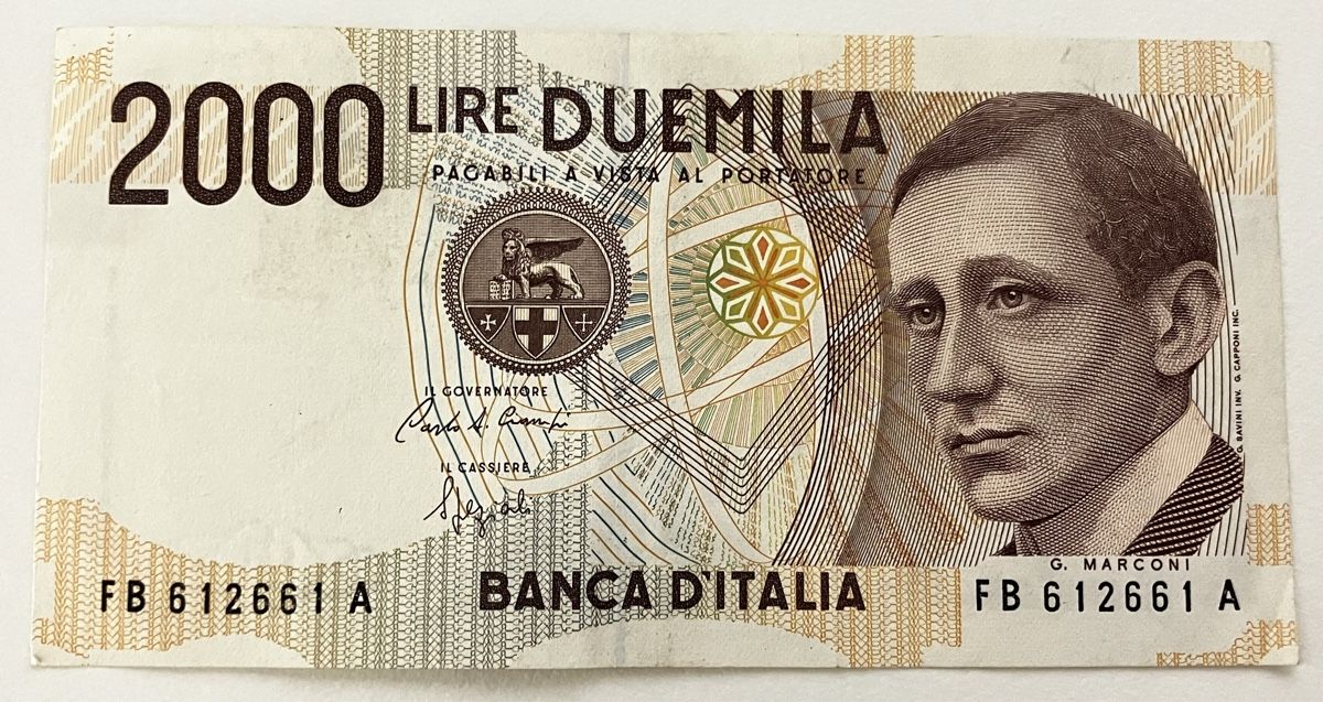 Banknoten: Italien 2000 Lire 1990 – Gebraucht aus Algetshausen von