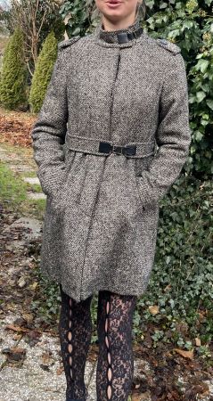 Chic Cappotto con cintura in tweed di lana-M/L-👍