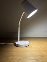 Tischlampe weiss Flexarm Metall Holz Lampe guter Zustand